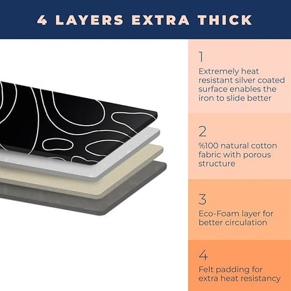 Ironing Board Cover and Pad Extra Thick Heavy Duty Padded Multiple Layers