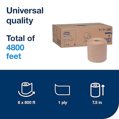 Tork Hand Towel Roll, 100% Recycled, 6 Rolls x 800 ft