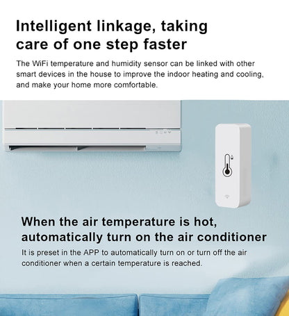4-Pack WiFi Temperature Humidity Sensor: Wireless Temperature Humidity Monitor with App Alert, Free Data Storage Export, Smart Indoor Thermometer Hygrometer Compatible with Alexa Google Assistant