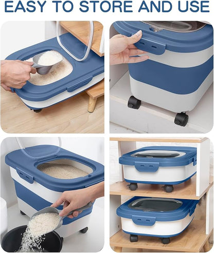 20-30 Lbs Rice Storage Container, Collapsible Food Storage Containers
