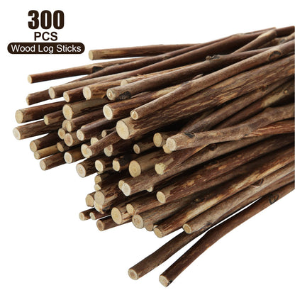 DIRBUY 300PCS 4 inch Wood Log Sticks for Crafts - Natural Twigs Sticks- Birch Wood Craft Sticks for DIY Rustic Home Decor School Projects Crafting Filler, 0.08-0.15 Inch in Diameter