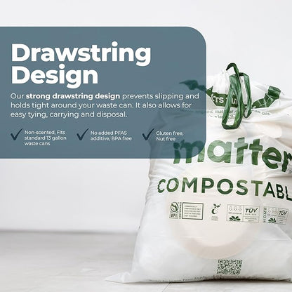 Matter Compostable 13 Gallon Tall Kitchen Trash Bags