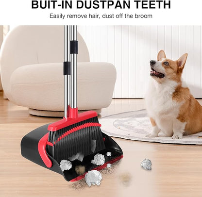 NACENA Broom and Dustpan Set, 52-in Long Adjustable Handle Broom Dustpan Combo