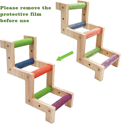 Bird Ladder Bridge, Wooden Parrot Hamster Climbing Ladder Toys, Bird Perch Stand, Bird Cage Accessories, Small Animals Climbing Toy for Parrot Hamster Rat Squirrel Sugar Gliders Parakeets Cockatiels