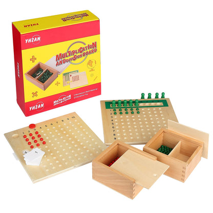YHZAN Montessori Math Board Learning Multiplication & Division STEM Wooden Educational Toy Manipulative for Homeschooling Classroom Activity