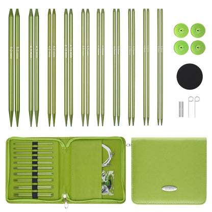 Interchangeable Circular Knitting Needles Set,10-Pair 4.5-Inch Metal Circular Needles US1,1.5,2,2.5,3,4,5,6,7,8 (Metric:2.2,2.5,2.75,3.0,3.25,3.5,3.75,4.0,4.5,5.0mm) with 4 Cords with Project Bag