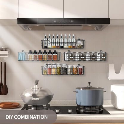 GUUKAR Spice Rack Organizer Wall Mount, Spice Organization Storage Shelf for Cabinet Door, 4 Packs Wall Spice Rack Saving Space for Kitchen, Black