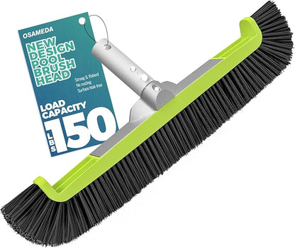 18" Pool Brush Head for Cleaning Swimming Pool Walls, Curved Ends
