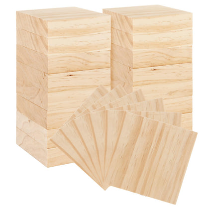 Acrux7 20 Pack 4x4x1 Inch Wood Squares, Unfinished Wooden Panels, Blank Natural Pine Wooden Boards for Crafts, Painting, Laser Engraving, Wood Burning, DIY Coasters