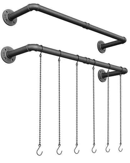 SOFITORG Plant Haning Rod, 2 Pack Hanging Planters for Indoor Plants with 3 Chains, Wall Plant Hanging Bar for Window Celling, 38.2 Inch, Metal Black, Pots Not Included