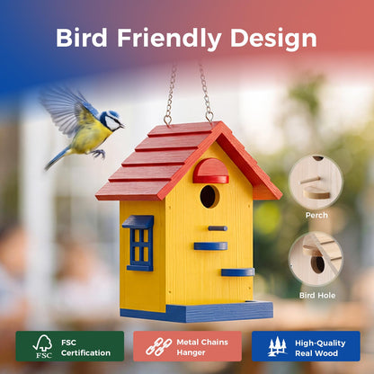 DIY Wooden Bird House Kit–Unfinished Natural Wood Hanging Birdhouse for Outdoor Garden Decor, Creative Craft Set for Kids & Adults
