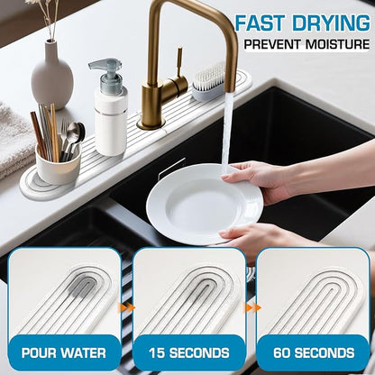 Diatomite Stone Faucet Mat For Kitchen Sink-Absorbent Fast Drying Stone Sink