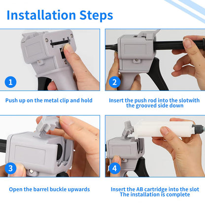 Dispensing gun 50ml two-component glue gun 1:1/2:1 epoxy glue gun epoxy gun, suitable for 1:1double cartridges, with 8pcs mixing nozzle (2:1 Dispensing gun)