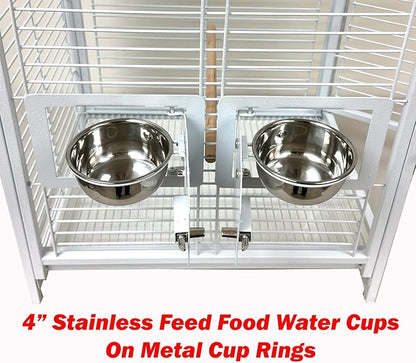 Portable Durable Heavy Duty Travel Veterinary Bird Parrot Carrier Cage Feeding Bowl Play Wooden Stand Perch with Handle Prevent Beaks Out