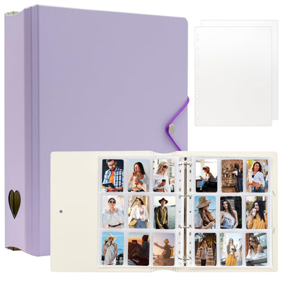 A4 Kpop Photocard Binder with 25 Pages 9 Pocket, 2x3 inch Kpop Photocard Holder Book, Photo Album for Fujifilm Instax Mini Camera Polaroid Printer Photo Film (Purple)