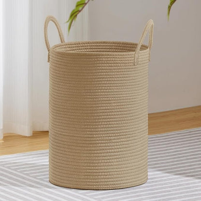 VIPOSCO Large Laundry Hamper, Tall Woven Rope Storage Basket