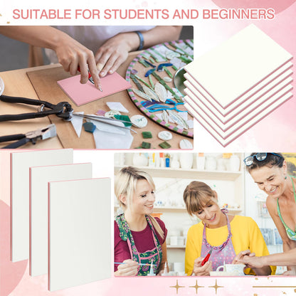 Frienda 30 Pack 4"x6" Rubber Stamp Carving Blocks Bulk Rubber Carving Linoleum Blocks for Printmaking Printing DIY Craft Project Supplies Soft Stamp for Beginners and Professional (White Pink)