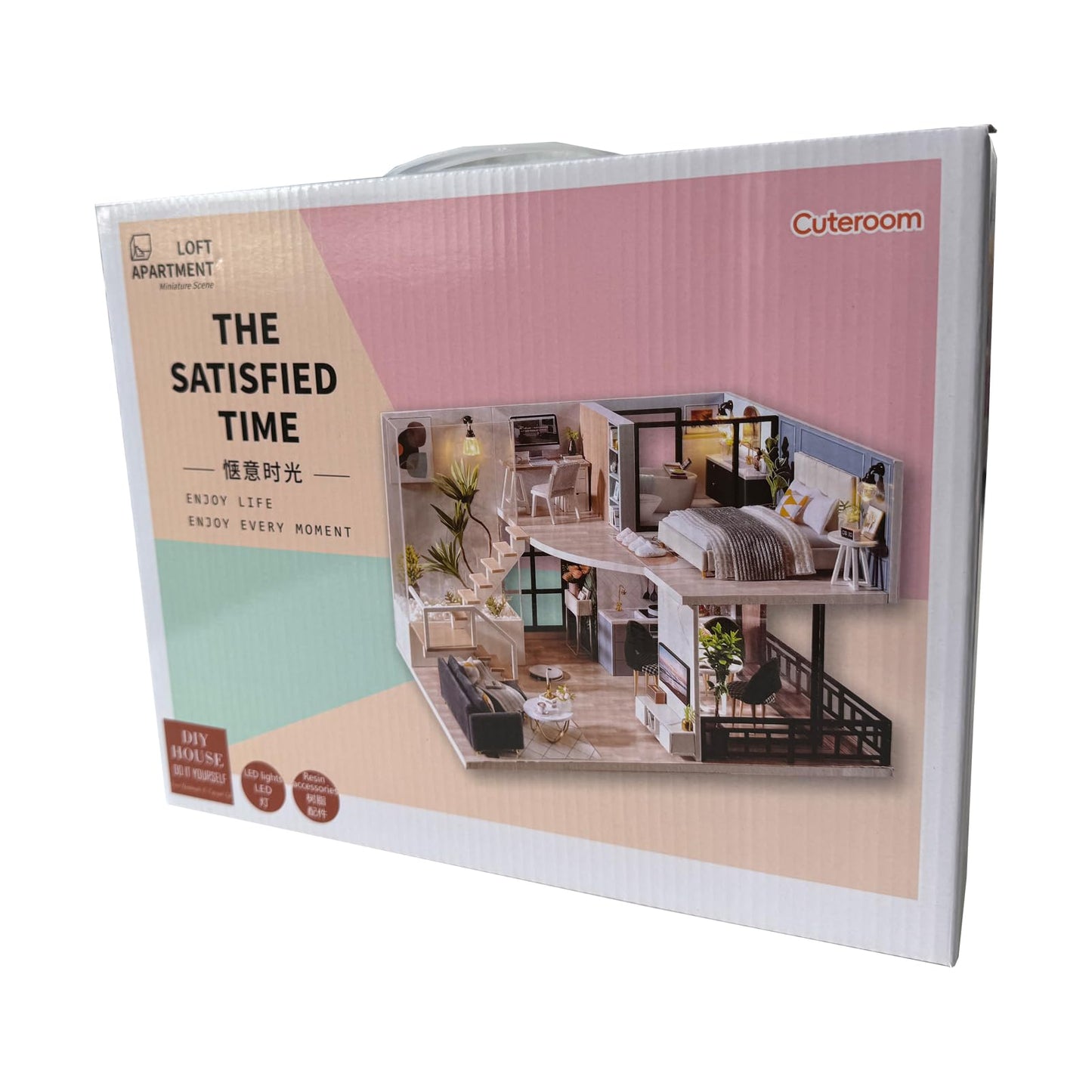 CUTEROOM DIY Miniature Dollhouse Kit with Furniture, Wooden Doll House Kit with LED Lights (L032)