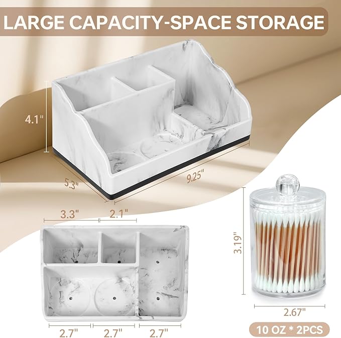 Marble Bathroom Countertop Organizer, Toothbrush Holders