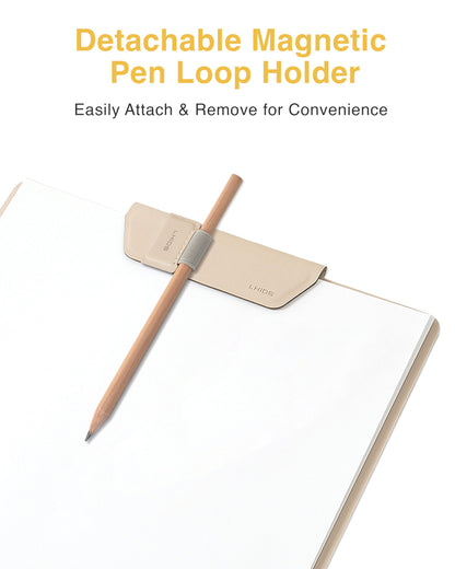 LHiDS Magnetic Clipboard – Slim Leather Writing Board with Detachable Pen Holder, Professional Magnetic Clipboards for Office, (A4 Letter Size, 9x12.5) (Apricot, A4 Letter)