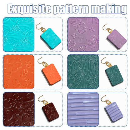 24 Pcs Polymer Clay Texture Sheets Boho Embossing Texture Sheet 17 x 25 Clay Texture Sheets for Pottery Earrings Jewelry Making
