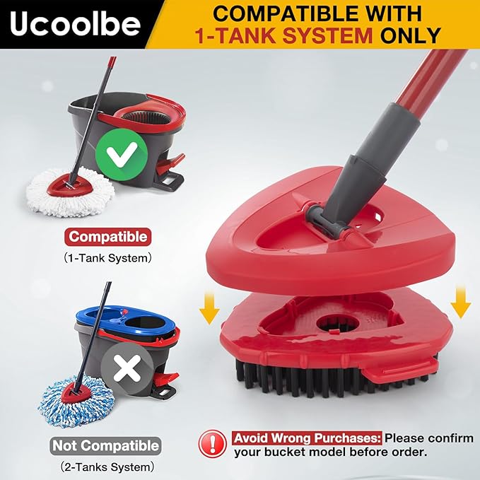 2 Pack Upgraded Spin Mop Scrub Brush Replace Head Compatible