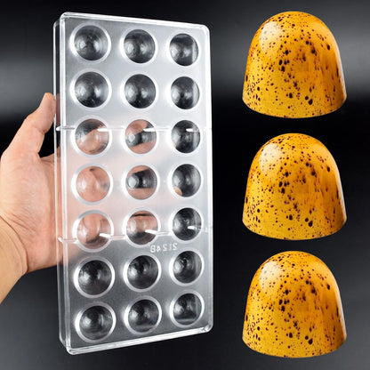 Polycarbonate Small Domed Bullet Shape Chocolate Mold, 21 Cavity (12g Each), Classic Candy Shape for Bonbons, Baking & Pastry Tool