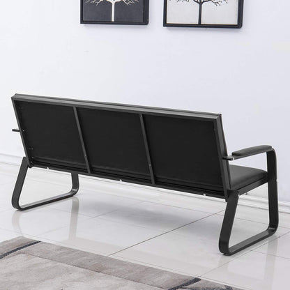 wonline 3-Seat Waiting Room Bench with Armrest PU Leather Office Waiting Room Furniture, Office Guest Seating Lobby Conference Reception Chair for Airport Clinic Hospital
