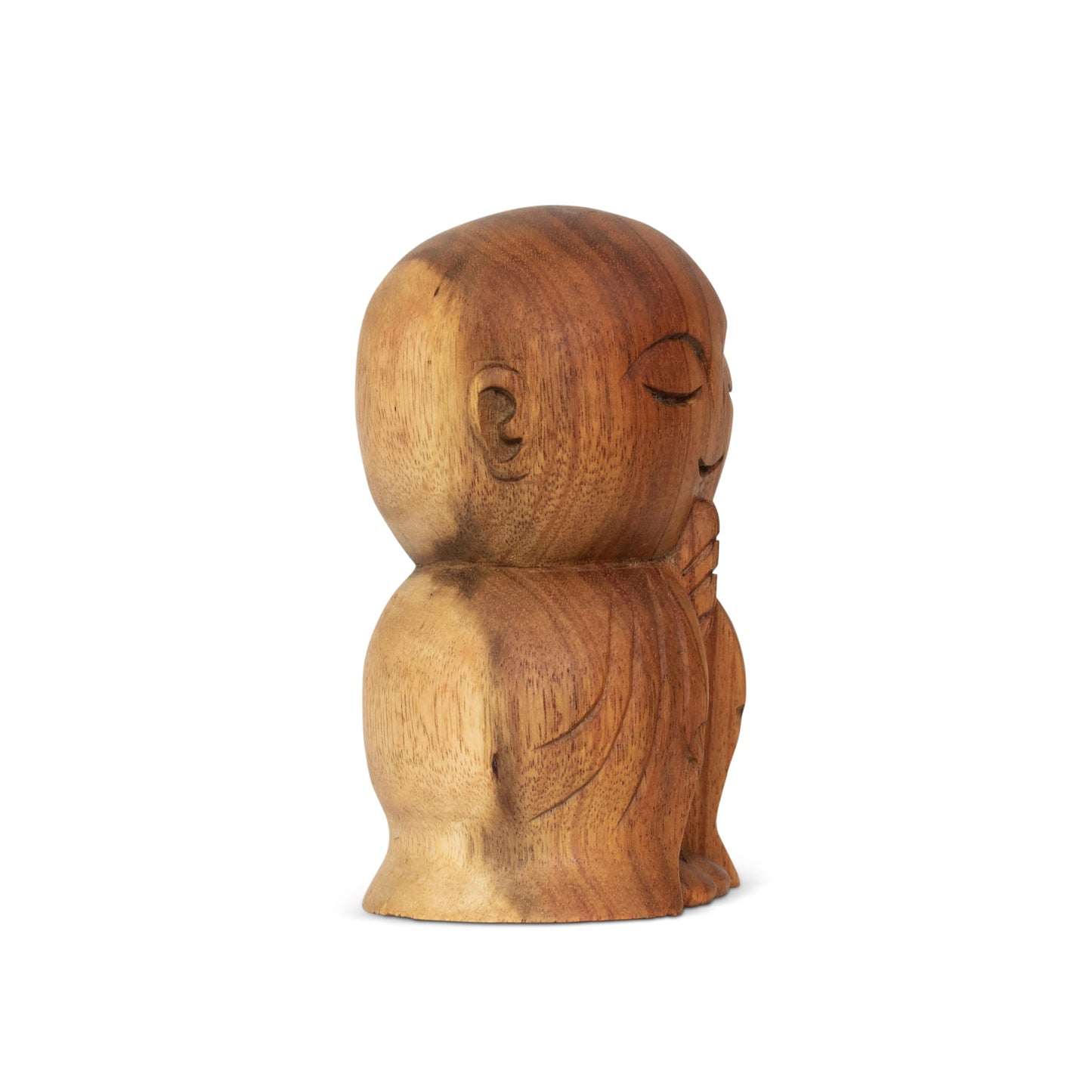 G6 Collection Hand Carved Wooden Buddha Monk Figurine, Praying Monk Statue Sculpture for Meditation, Rustic Spiritual Home Décor, Brown