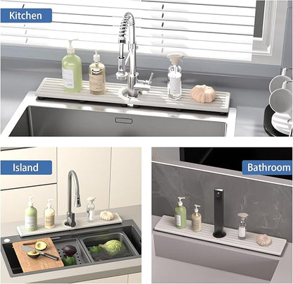 Fast Drying Kitchen Sink Splash Guard, Durable Stone Kitchen Faucet Mat