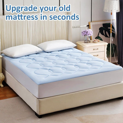 Friendriver King Size Cooling Mattress Pad Waterproof Mattress Topper for Hot Sleepers - Soft Breathable Mattress Cover with 8"-21" Deep Pocket (78×80",Blue)