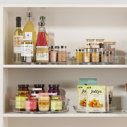 LAMU 3 Pack Lazy Susan Organizer Turntable for Cabinet, Rotating Condiment Organizer for Kitchen Pantry Organizers and Storage, Table Top, Fridge, Countertop, Spice Organization, 9.25'' 10.6'' 12''