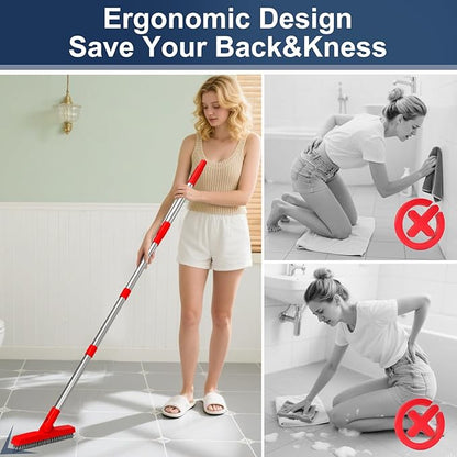 ITTAHO 2 Pack Grout Brush with Long Handle, Swivel Cleaning Grout Line Scrubber