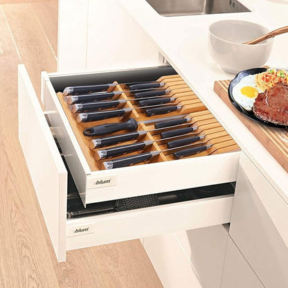 Utoplike In-drawer Knife Block Bamboo Kitchen Knife Drawer Organizer Large, handle Steak knife Holder without Knives, Fit for 16 Knife and 1 Sharpening Steel (Knives & Sharpening Not Included)