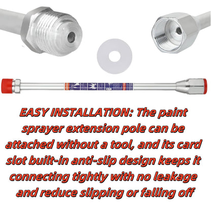 3 Packs Airless Paint Sprayer Extension Wands (8/12/15 inch) with Red Guard | Universal Fit for Graco, Wagner & Titan Sprayers | Durable Multi-Size Painting Pole Kit