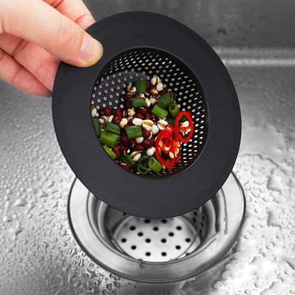 2 Pcs Black Stainless Steel Mesh Sink Drain Strainer, 4.5" Top / 3" Kitchen