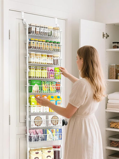 Delamu Over The Door Pantry Organizer, 9-Tier Pantry Door Organizers and Storage