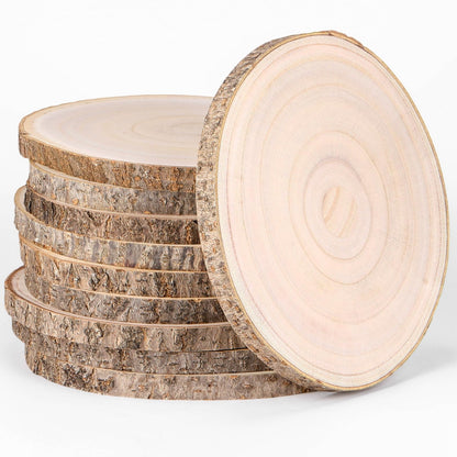 Tioncy 10 Pack Large Wood Slices for Centerpieces Unfinished Rounds Wood Slabs for Tables Decor Natural Wooden Circle for DIY Crafts Rustic Wedding Centerpiece Decor (7-8 Inch)