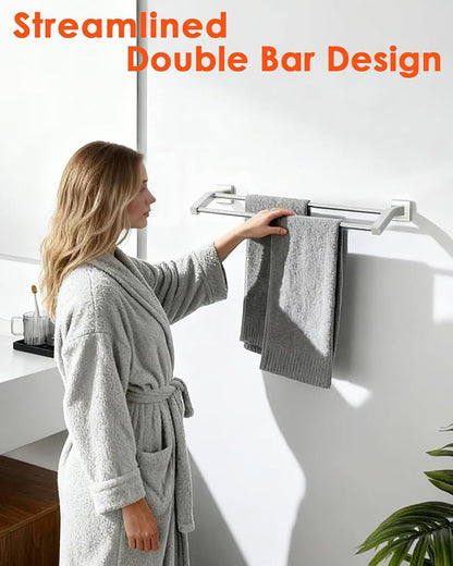 Alise Bath Double Towel Bars Towel Racks for Bathroom,28 Inch Wall Mount Towel Holder Heavy Duty SUS304 Stainless Steel Towel Hanger Towel Rail,Brushed Nickel
