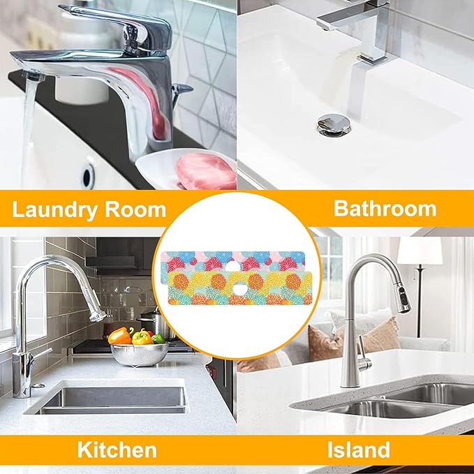 2 Pack Abstract Flowers Sink Splash Guard Faucet Mat Vintage Floral Super