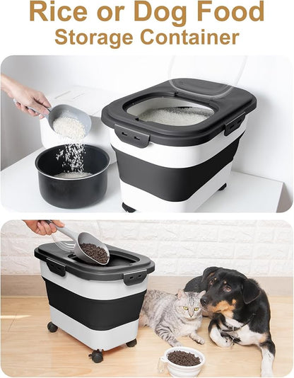20-30 Lbs Rice Storage Container, Collapsible Food Storage Containers