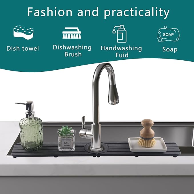 Drying Stone Faucet Mat for Kitchen Sink, Diatomite Faucet Handle Drip Catcher