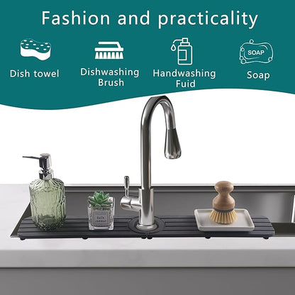 Drying Stone Faucet Mat for Kitchen Sink, Diatomite Faucet Handle Drip Catcher