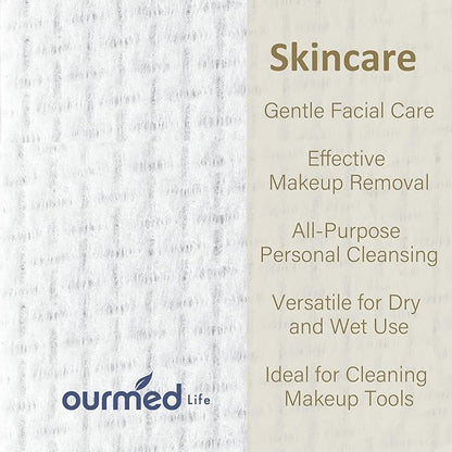 Ourmed Life Face Towels, Disposable Biodegradable Facial Towels