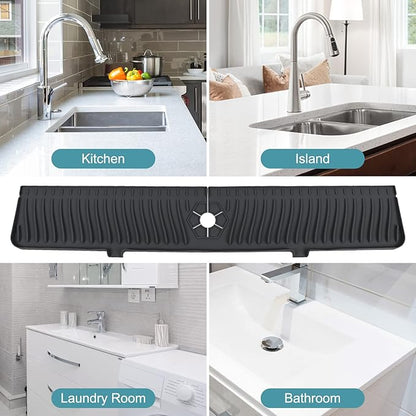 30 Inch Longer Faucet Mat for Kitchen Sink, Silicone Sink Faucet Mat Splash