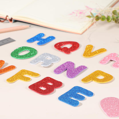 PATIKIL Alphabet Foam Stickers, 104Pcs Letters A-Z EVA Self Adhesive Glitters Foam Shape Sticker Craft Supplies for Scrapbook Card DIY Making Home Decor, Golden
