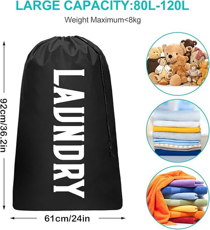 2 Pack XL Travel Laundry Bag, Machine Washable Dirty Clothes Organizer