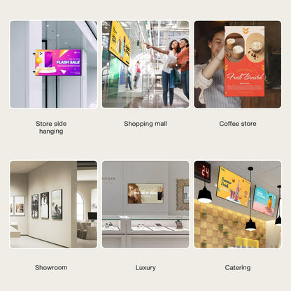 Canlarriz Digital Signage Display 50 inch Wall Mount Digital Menu Board for Restaurants and Stores Advertising Screen 1000 nits Ultra-High Brightness 4K UHD Free Web Content Editor Android 4GB + 32GB