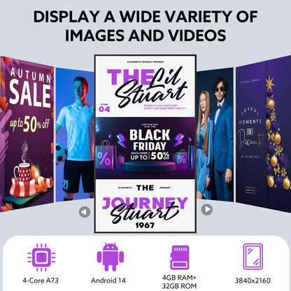 MENSETIC Digital Signage, 55 Inches Digital Signage Display, LED Screen High Brightness Advertising Display Kiosk, High Brightness Android Vertical Horizontal Poster with Content Management System
