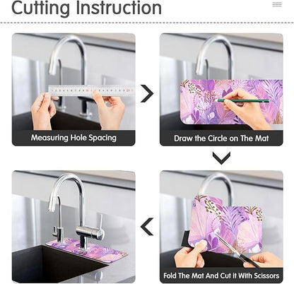 Kitchen Sink Splash Guard 1 PC 14.7 Inch Sink Faucet Mat Splash Guard